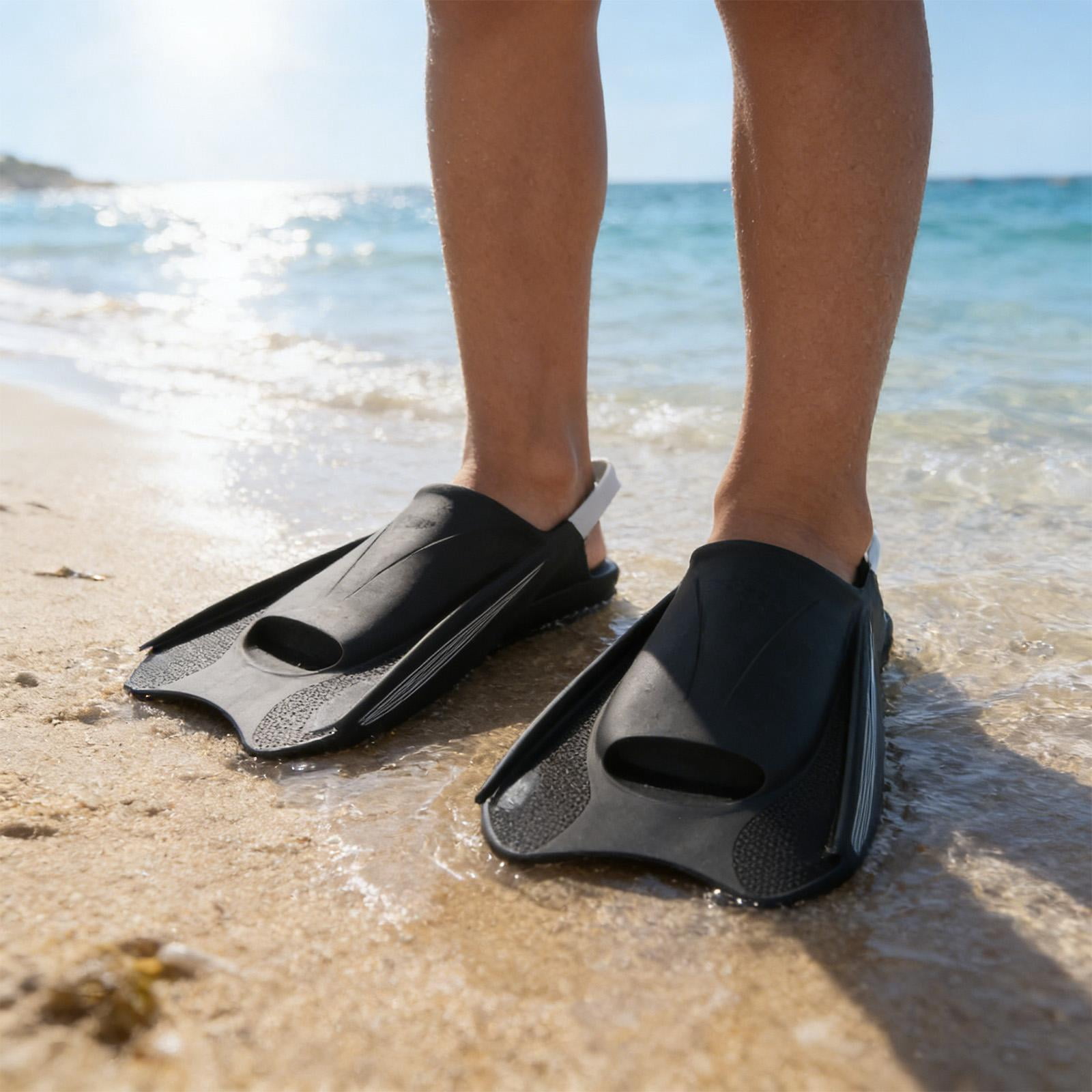 harayaa 2Pcs Swim Training Fins Accessories Silicone Swim Flippers Swimming Fins Nonslip M Black Gray