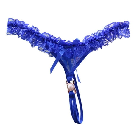 BYHONG Sexy Open Cut Thong for Women with Low Waist No Need to Take off Lace Transparent Mesh T Shaped Spicy Japanese Style Underwear Womens Panties Blue One Size