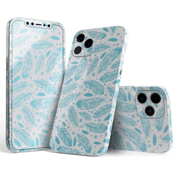DesignSkinz Teal Zendoodle Feathers Full-Body Skin Decal Wrap Cover for iPhone 16