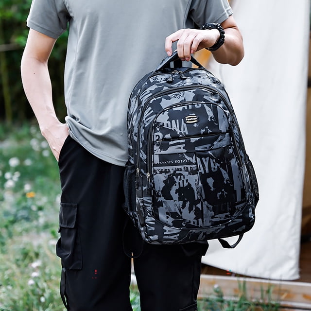 FHBVT Sac à Dos Étudiant Camouflage Grande Capacité Léger Sac Respirant Bretelles Réglables Multiples Compartiments Hydrofuge pour Collège Lycée Fournitures Scolaires Quotidiennes Rangement