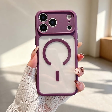 For iPhone Air Magnetic Phone Case Ultra Slim Crystal Transparent Back Non-Slip Anti-Scratch Shockproof Anti-fall Drop protection Support For Mag-Safe Thin Fit Tough Phone Case Darkpurple