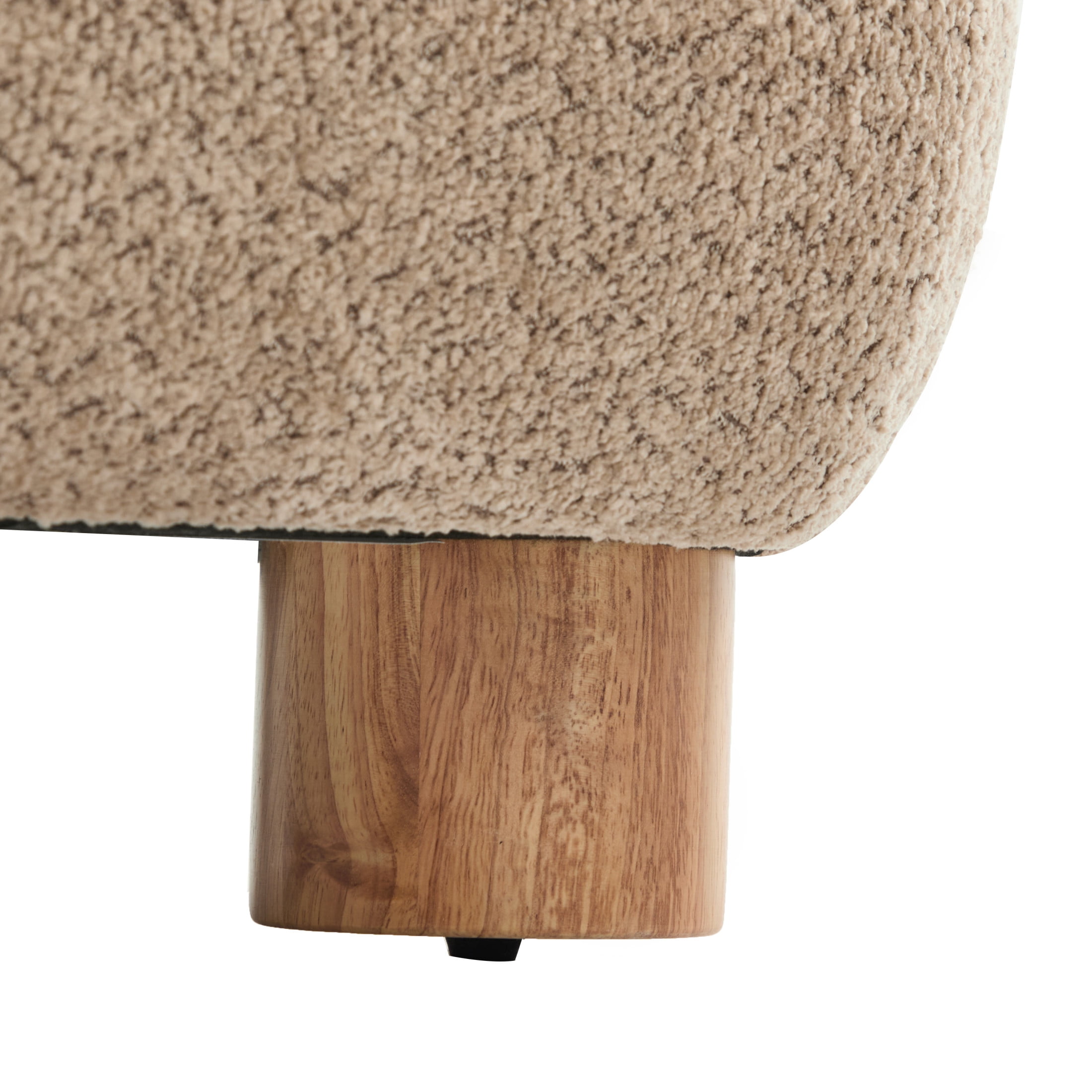 Christopher Knight Home Modern Minimalist Boucle Upholstered Accent Chair, Rubberwood Legs, Light Brown
