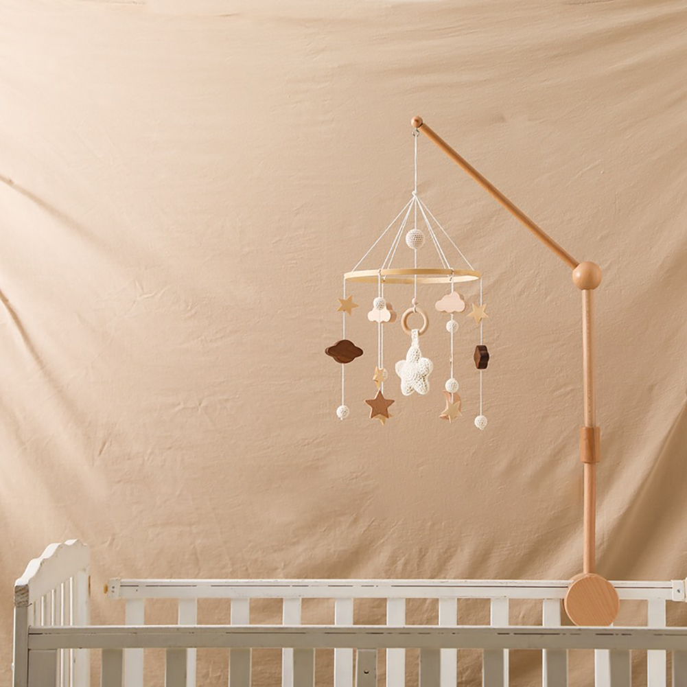 Wooden Star Crib Rattle & Baby Bed Bell, Hanging Wind Chime Music Mobile for Newborn Sleep & Nursery Decoration