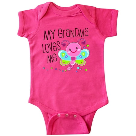 

Inktastic My Grandma Loves Me- cute dragonfly Gift Baby Boy or Baby Girl Bodysuit
