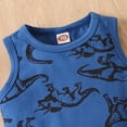 thumbnail image 3 of BULLPIANO Baby Boy Shorts Clothes Toddler Dinosaur Print Vest Tops Elastic Shorts 2Pcs Summer Outfit Set, 12-18M, 3 of 7