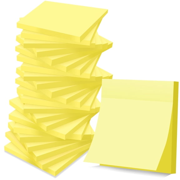 Sticky Notes 3x3 in Yellow, 100 Sheets/Pad, Clean Removal, Recyclable, Self-Stick Pads, Easy to Post for Home, Office, Notebook