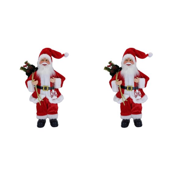 Cateissary Snowman Santa Claus Doll Ornament Decoration Statue Indoor Decor Table Desk Rojo 17x30cm 2Conjunto