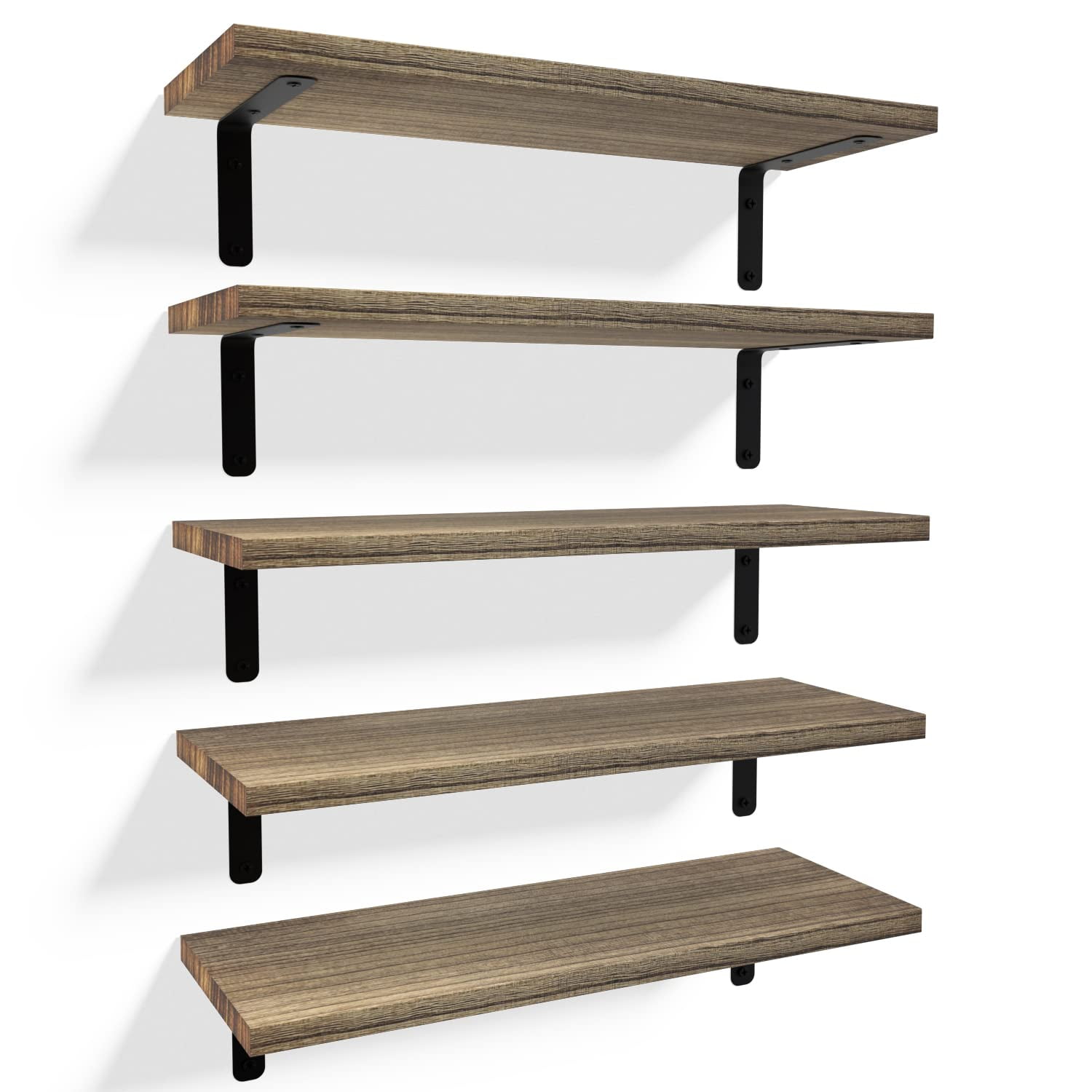 RICHER HOUSE Floating Wall Shelves, Rustic Wood Bathroom Shelves Set of