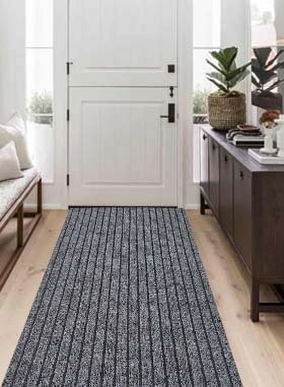 BESTVUE Area Runner Rug Outdoor Non Slips Carpet Runners Indoor Utility Rugs Mat for Kitchen Hallway Entryway Garage with Rubber Backing Striped Gray 2ft x 6ft