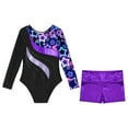 thumbnail image 6 of YONGHS Teens Kids Girls 2Pcs Dance Outfits Gymnastics Sport Leotard with Shorts Dancewear Unitard Neon Black 12, 6 of 7