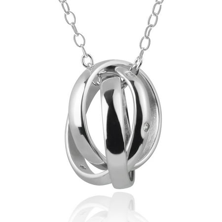 Brinley Co. Women's CZ Sterling Silver 3-Band Pendant Fashion Necklace