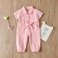 thumbnail image 3 of GYRATEDREAM Toddler Baby Girls Cute Denim Romper Kids Button down Belted Jumpsuit Elastic Leg Long Summer Outfits with Pockets for 2-7 Years, 3 of 8