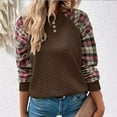thumbnail image 2 of Lenpel Women's Crewneck Sweatshirts Plaid Long Sleeve Color Block Tunic Tops Casual Pullover Sweatshirts Fall Winter Fashion Outfits(Brown,XX-Large), 2 of 7