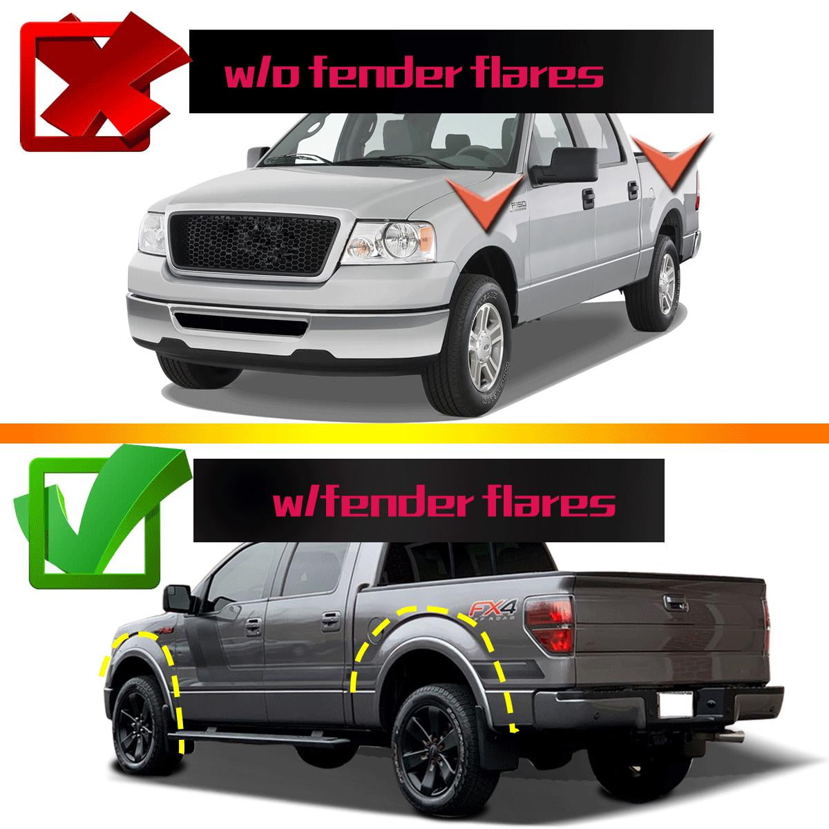 DAMAIJOY 4pcs Flaps /Splash Guards/Mudguards Front Rear Lower Side Black Tpo Flexible Plastics for Ford for F150 2004-2014 Will Not Clear the Power Deployable Running Boards FL3Z-16A550-C