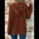 thumbnail image 5 of Sudadera con Capucha de Larga de Punto Gofre para Mujer, con Cordón, Botones, Cuello en V, Informal, con Capucha. Color Caramelo XS, 5 of 9