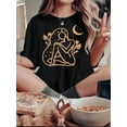 thumbnail image 1 of T-shirt Graphique à Imprimé Floral Chic pour Femmes - Col Rond Manches Courtes, Mélange de Polyester Extensible, Lavable en Machine - Parfait pour la Fête des Pères, Fête des Mères, Nouvel An, Festival de Printemps, 1 of 6