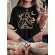 thumbnail image 1 of Chic Floral Print Girl Graphic Tee for Women - Casual Crew Neck Short Sleeve, Stretchy Polyester Blend, Machine Washable - Perfect Summer Top, 1 of 8