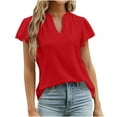 thumbnail image 2 of SELONE Dressy Tops for Women Plus Size Short Sleeve Tops Blouses Regular Fit T Shirts Pullover Tees Tops Solid T-Shirts V Neck Tops Casual Blouses Easy Care Soft Breathable Pullover Tops Red M, 2 of 8