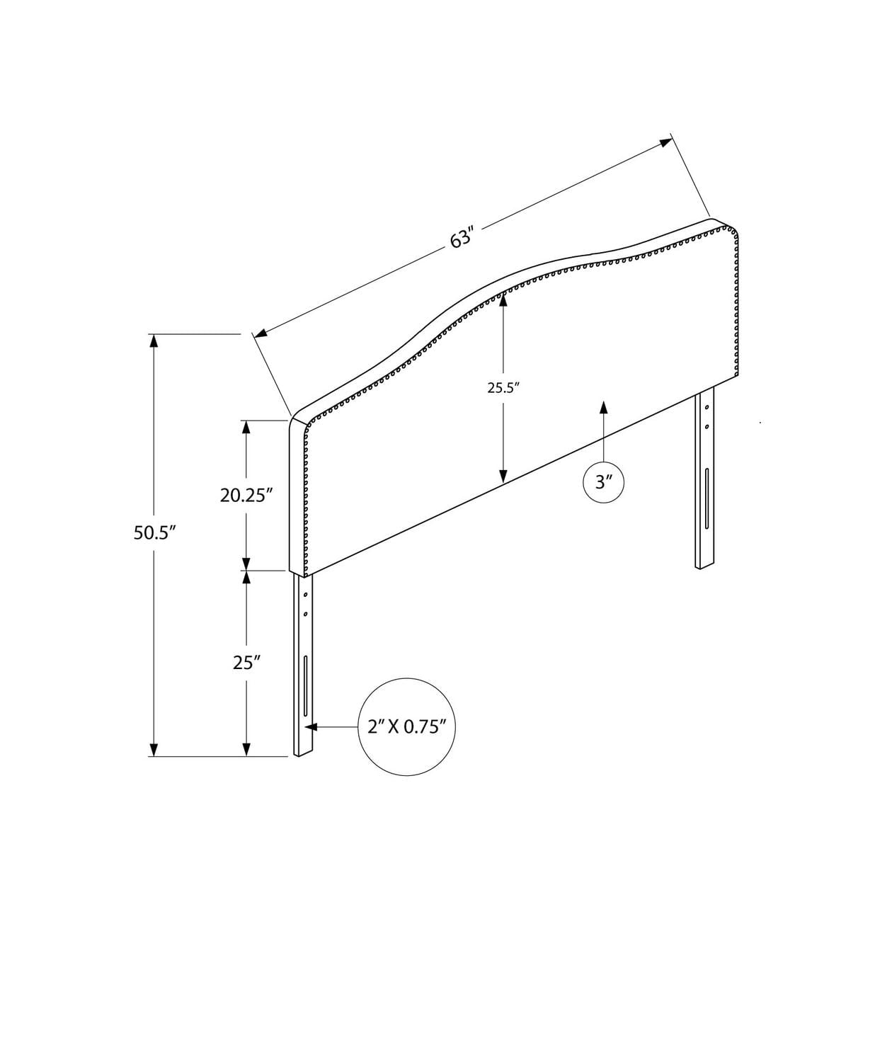 Monarch Specialties Lit, Tête De Lit Seulement, Grand, Chambre À Coucher, Rembourré, Pu D'aspect Cuir, Blanc, Transitionnel