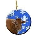 thumbnail image 1 of Cow Winter Snowflakes Holiday Ceramic Ornament, 1 of 1