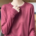 thumbnail image 5 of Liuinsasek Women's Long-Sleeve Top Knit Pullover Fashionable Thin Lightweight Solid-Color Round-Neck Base Layer Winter Outfits, 5 of 9