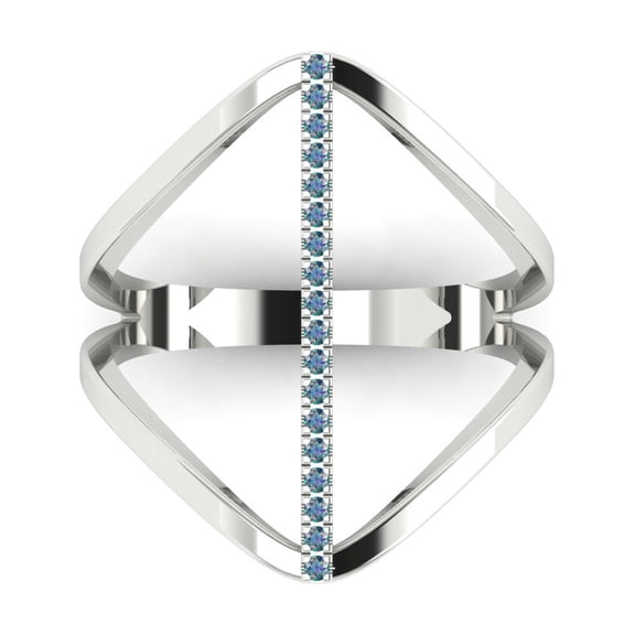 Statement Engagement Ring for Women - 0.09ct Blue Moissanite in 18K White Gold Promise Ring