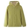 thumbnail image 4 of Wuxian Women'S Hooded Sweatshirt Zip Up Jacket Casual Loose Fit Relaxed Hoodies Cozy Thick Warm Lined Winter Coat Soft Thermal Outerwear With Pockets,Green,XXXL, 4 of 4
