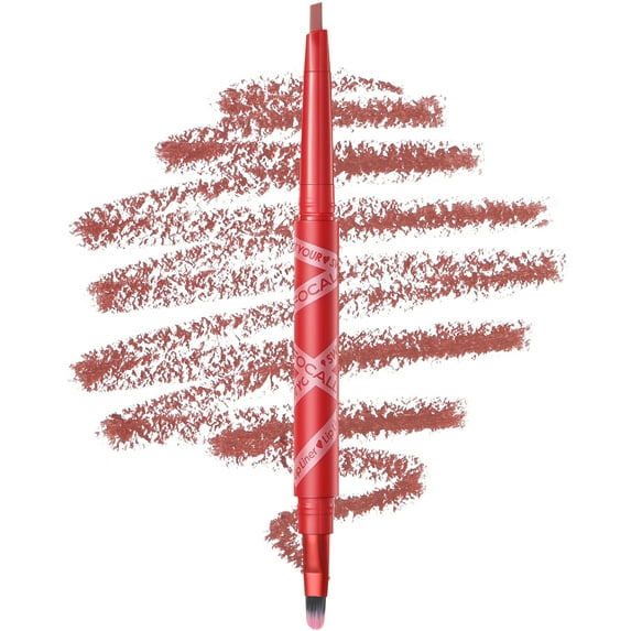 FOCALLURE NOT YOUR Sweetheart Lip Liner, Duo-head Lip Pencil with Brush, Waterproof Matte Ultra Fine Lip Liner Pencil, Smooth and Longwear Lipliner to Define, Shape & Fill Lips, #02 TRUE RUMOR