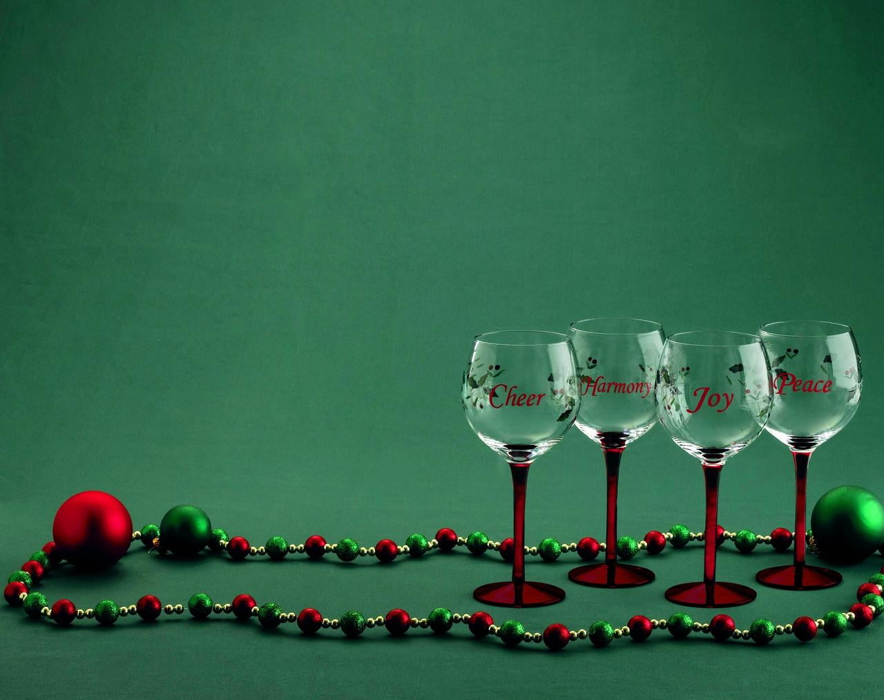 Pfaltzgraff Winterberry Wine Glasses with Sentiments, Set of 4