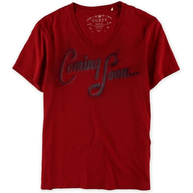 Camiseta gráfica GUESS Coming Soon para hombre roja grande