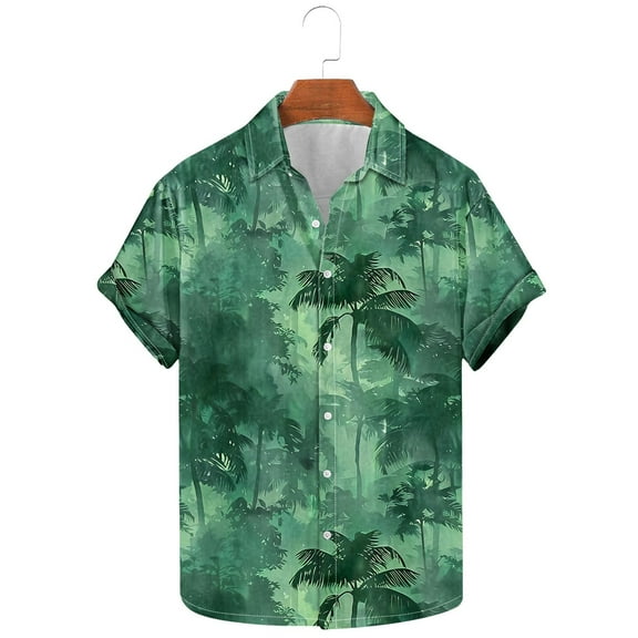 Njoeus Hawaiian Shirt for Men Summer Beach Casual Button Up Shirts Short Sleeve Tropical Vacation Shirts for Men Hawaii Party S-3X Clearance Green