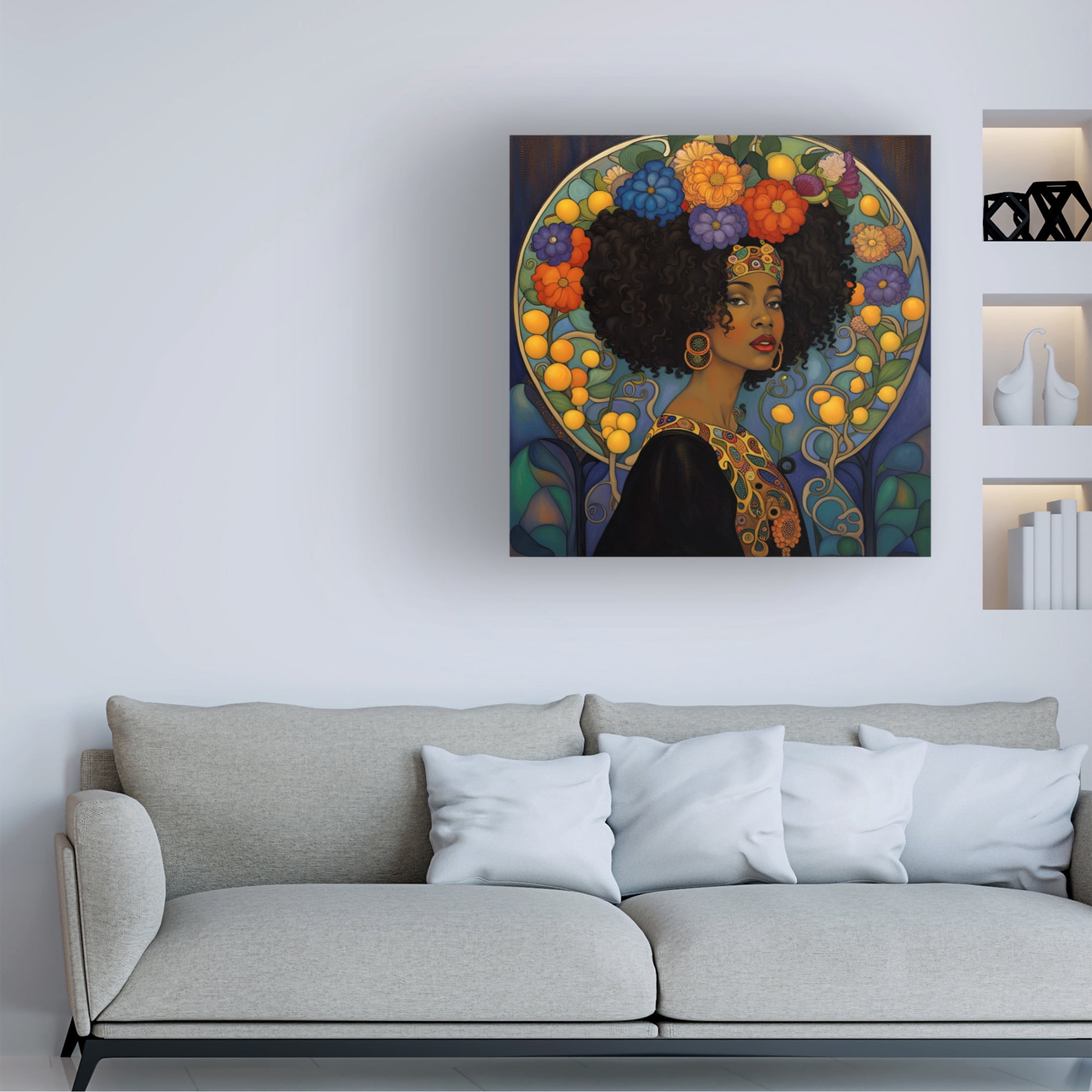 Canvas Wall Art - Tina Lavoie 'Art Nouveau Beauty VI' Wall Art for Living Room, Bedroom, or Office Décor by Trademark Fine Art - 35 x 35 Inches