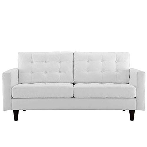 Modway Fauteuil d'Amour en Cuir Rembourré Style Mid-Century Moderne en Blanc