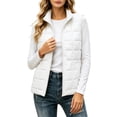 thumbnail image 3 of Lcziwo Womens Puffer Vest Quilted Zip Up Stand Collar Lightweight Jackets Lining Casual Fall Winter Outerwear with Pockets White,L, 3 of 9