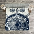 thumbnail image 3 of Ambesonne Adventure Quilted Bedspread Set 3 Pcs, Sea Compass Tsunami, Queen Size, Dark Blue White, 3 of 3