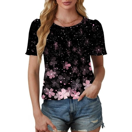 Patlollav Womens Spring Summer Tops Short Sleeve Crew Neck Shirts Short Sleeve Casual Tshirts