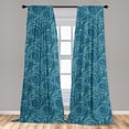 thumbnail image 4 of Ambesonne Retro Curtains, Watercolor Swirly Stripes Art, Pair of 28"x84", Dark Turquoise and Sea Blue, 4 of 4