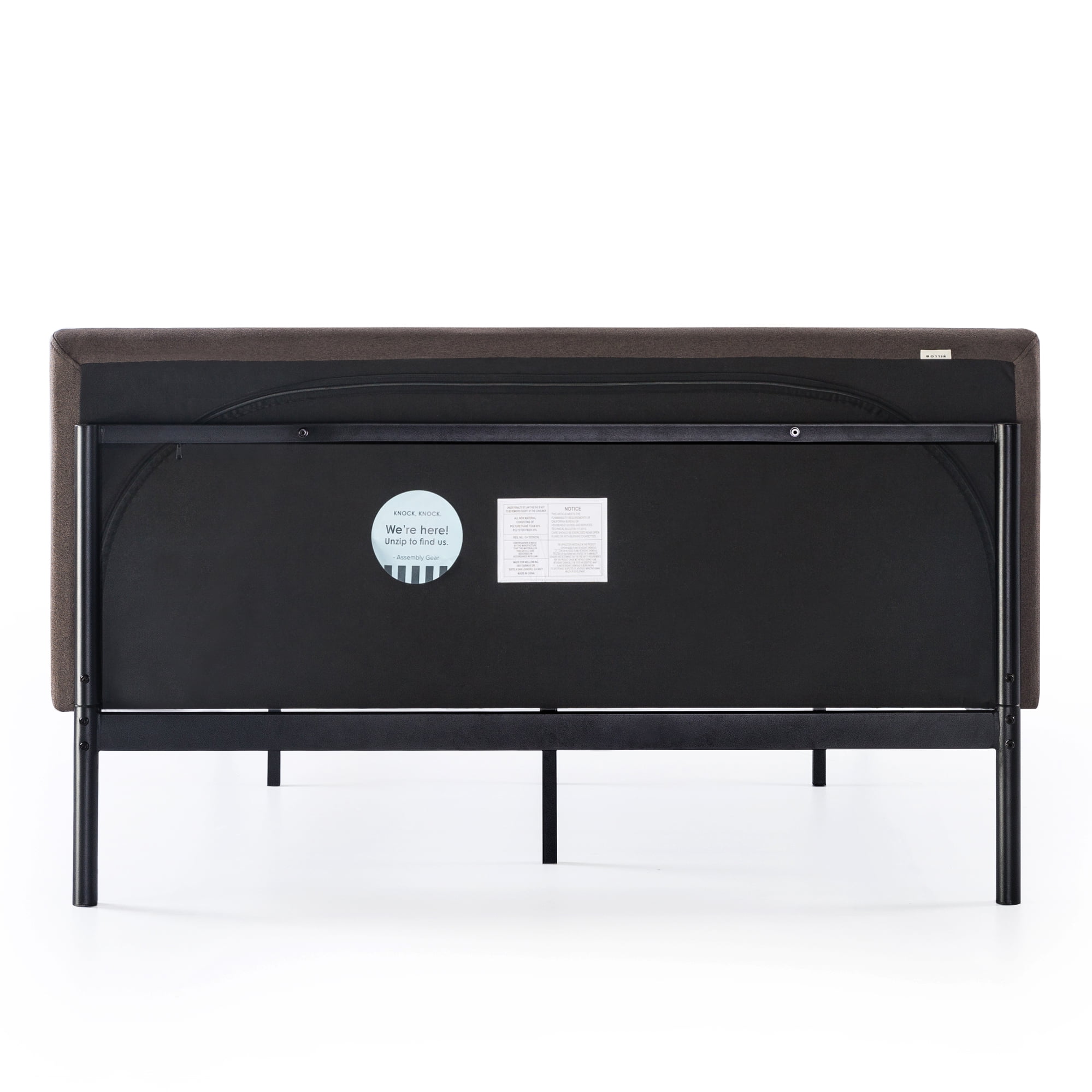 Mellow BREE Metal Platform Bed with Curved Upholstered Headboard, Steel Slats, Easy Assembly, Espresso Brown, Full