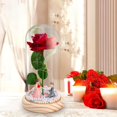 thumbnail image 1 of Regalos de flores de rosas, regalo del Día de San Valentín, adorno de mesa, luz de noche junto a la cama, flor de rosa Artificial para mujeres, mamá, , Propuesta Propuesta de base de madera Macarena luz de mesa, 1 of 8