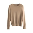 thumbnail image 5 of Women's 100% Merino Wool 2024 Fall Winter First-Line Ready to Wear Long Sleeve Seamless Knit Crewneck Sweater Camel S, 5 of 9