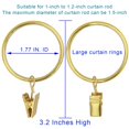 thumbnail image 2 of Anillos de cortina con clips WeeksEight, paquete de 20, dorados, 2 of 7