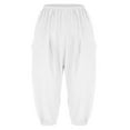 thumbnail image 3 of Frontwalk Casual Linen Capris Pants for Women Plain Crop Pants with Pockets White S, 3 of 7