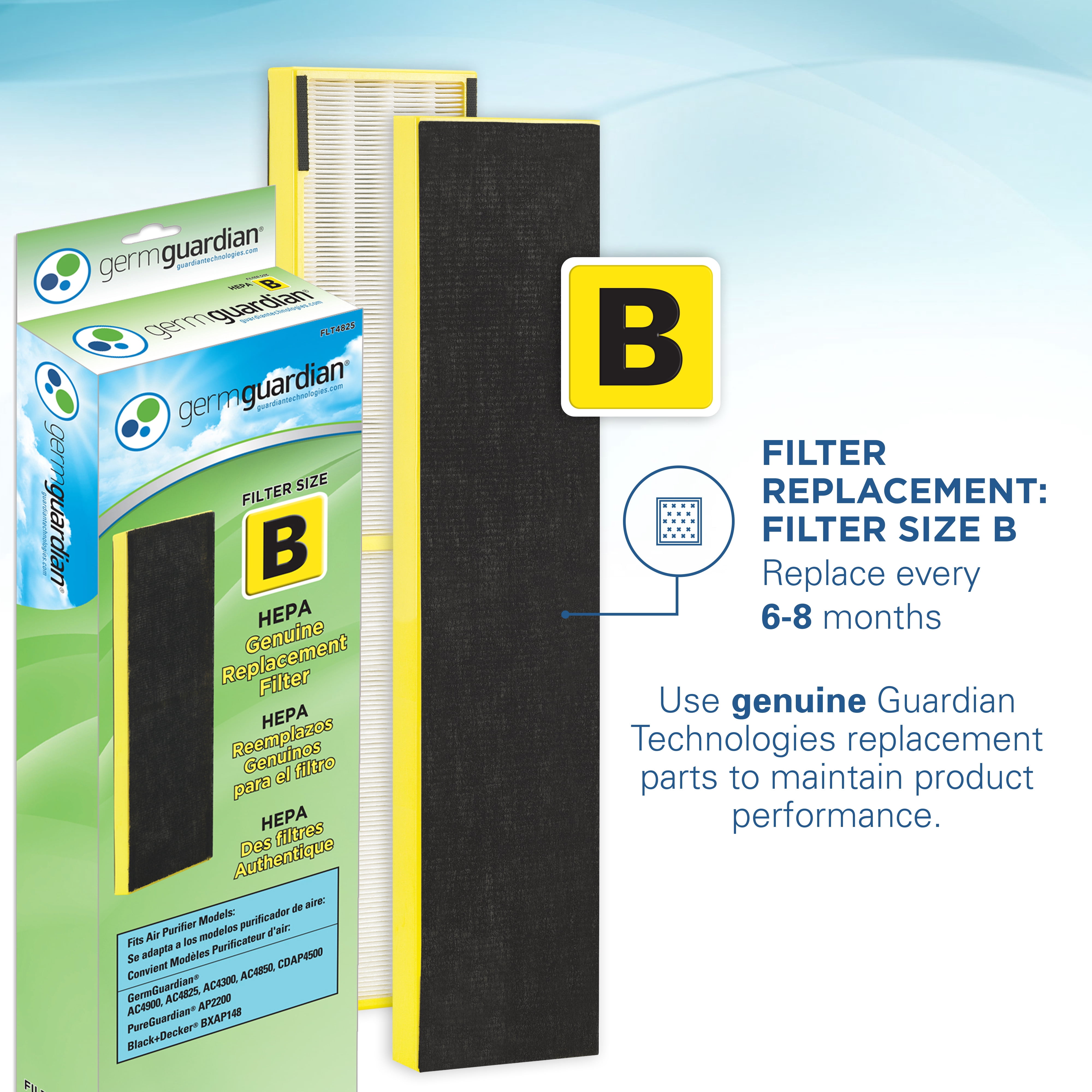 GermGuardian Air Purifier with HEPA Filter, UV-C, Removes Odors, Smoke, Mold, 728 Sq. ft., AC4900CA