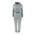 thumbnail image 4 of Frontwalk Women's Fleece Jogger Tracksuit Set, Long Sleeve Hooded Sweatshirt & Pants, 2-Piece Set, 4 of 6