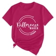 thumbnail image 2 of Tittly T Shirts for Women Spring Tops for Women Women's Difference Maker Para Printed T Shirt Cotton Round Neck Casual Short Sleeves Graphic Tees Tshirts Shirts Hot Pink XXL, 2 of 4