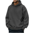 thumbnail image 3 of CFLVAEK Hoodies for Men Big and Tall Long Sleeve Casual Hoodie Solid Color Drawstring Hooded Sweatshirt with Kangaroo Pocket Dark Gray XXXL, 3 of 10
