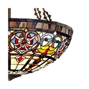 Robert Louis Tiffany Bronze Pendant Chandelier 24 Wide Tiffany Style Ornamental Stained Glass Bowl Fixture Dining Room Kitchen