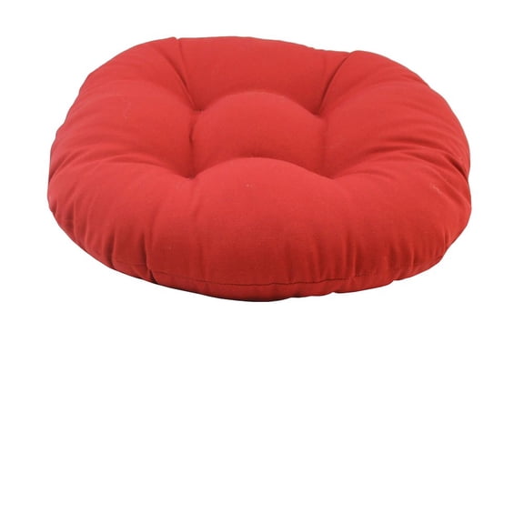 18-inch Round Solid Twill Tufted Footstool Cushion - Red