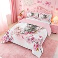 thumbnail image 2 of meiyoeat Cherry Blossom Kitten Theme Queen Comforter Set,Gray Cute Cat Print Comforter Sets Queen For Girl,Reversible,3Pcs,1 Comforter And 2 Pillowcases, 2 of 7