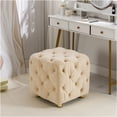 thumbnail image 4 of JERFIT Velvet Ottoman Footstool with Storage, Beige Cube Pouf, Upholstered Bench Seat, Small End Table for Living Room, Bedroom, Entryway, 4 of 9